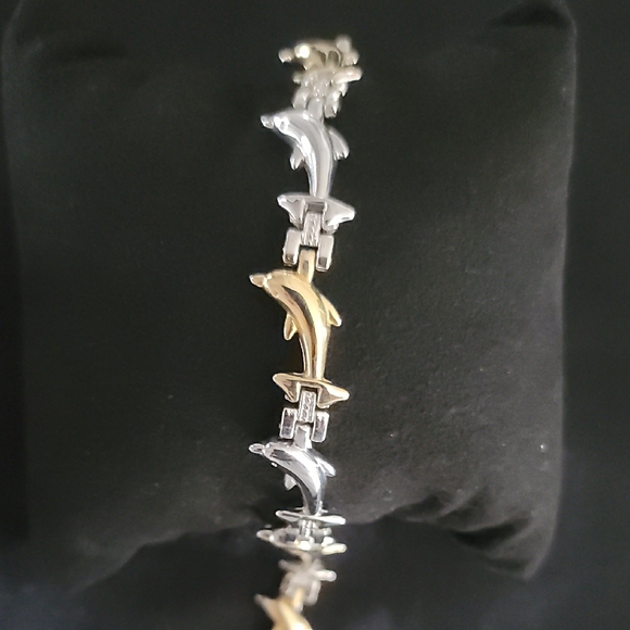 Dolphin Bracelet in Silver and Gold - Picture 1 of 8